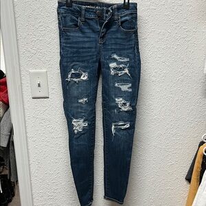 Distressed Blue Jeans